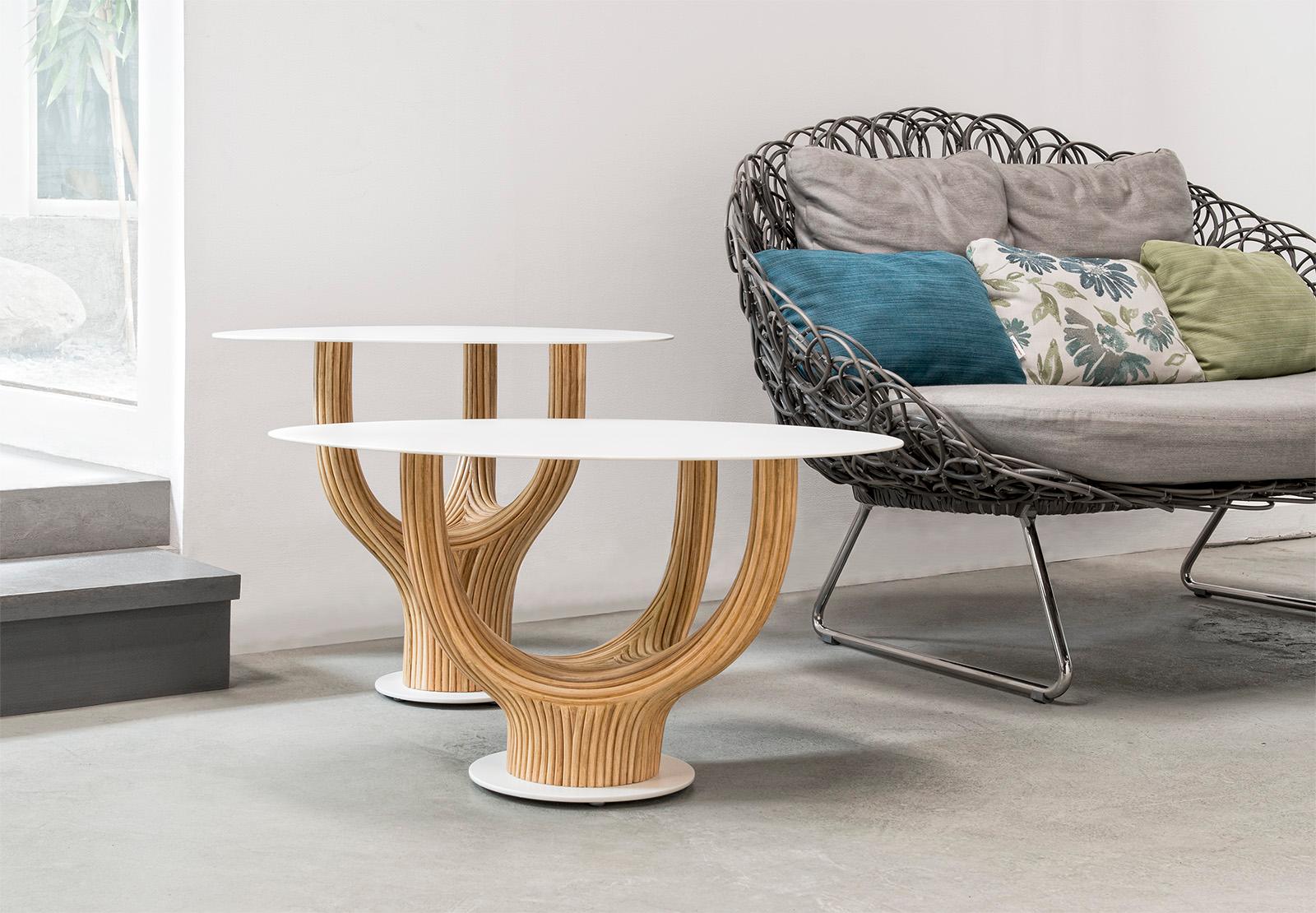 Contemporary Acacia End Table, Kenneth Cobonpue For Sale