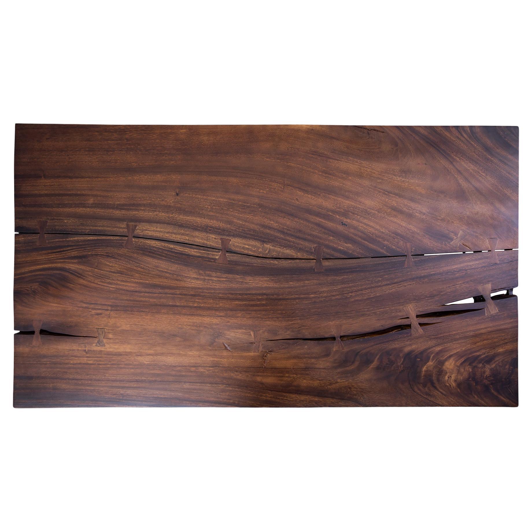 Acacia Live Edge Limited Edition Slab Table/Desk in Smooth Milk Chocolate For Sale