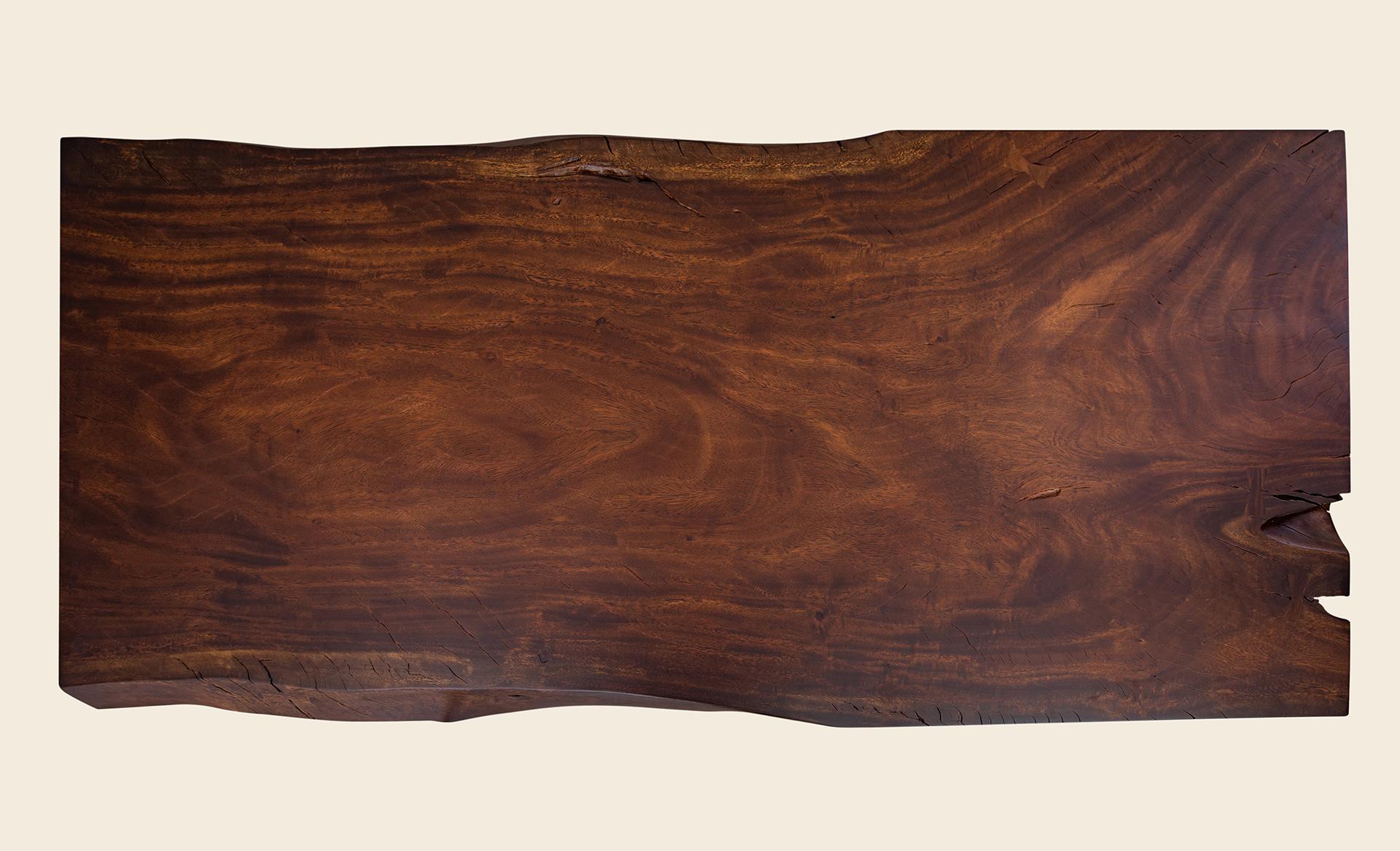Contemporary Acacia Live Edge Limited Edition Slab Table in Smooth Dark Chocolate