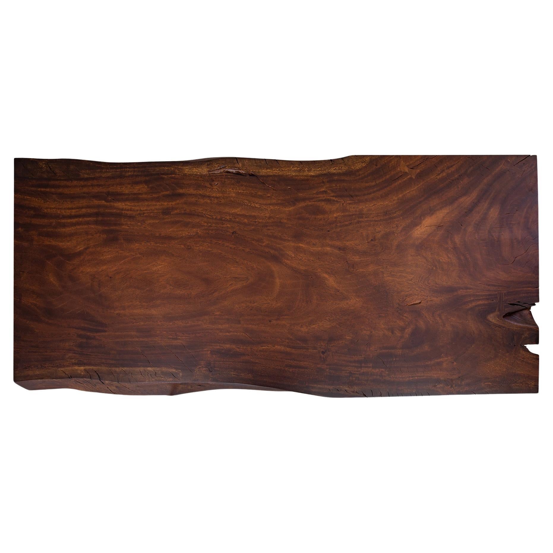 Acacia Live Edge Limited Edition Slab Table in Smooth Dark Chocolate