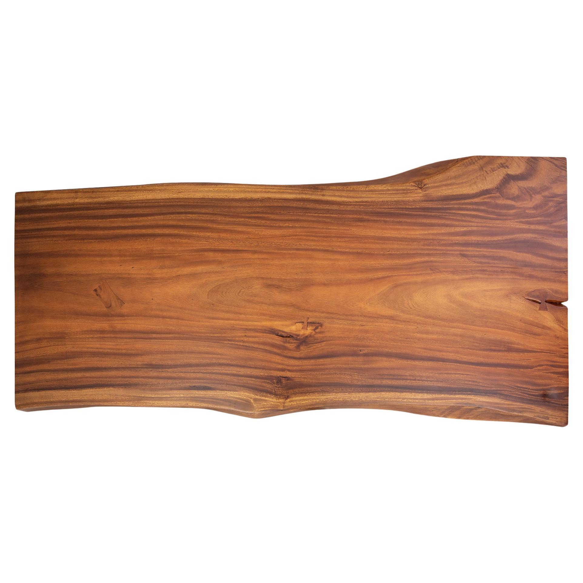 Acacia Live Edge Limited Edition Slab Table in Smooth Milk Chocolate For Sale