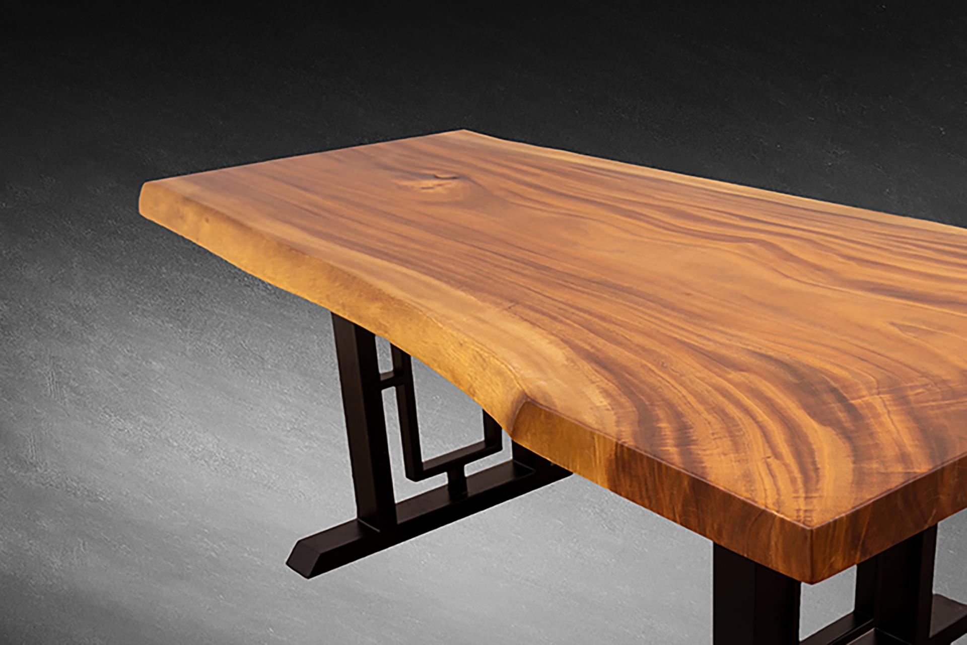 Discover the allure of our one-of-a-kind solid acacia dining/conference table, a true statement piece for your dining area. Handcrafted with care and attention to detail, this table showcases the natural beauty and uniqueness of solid acacia