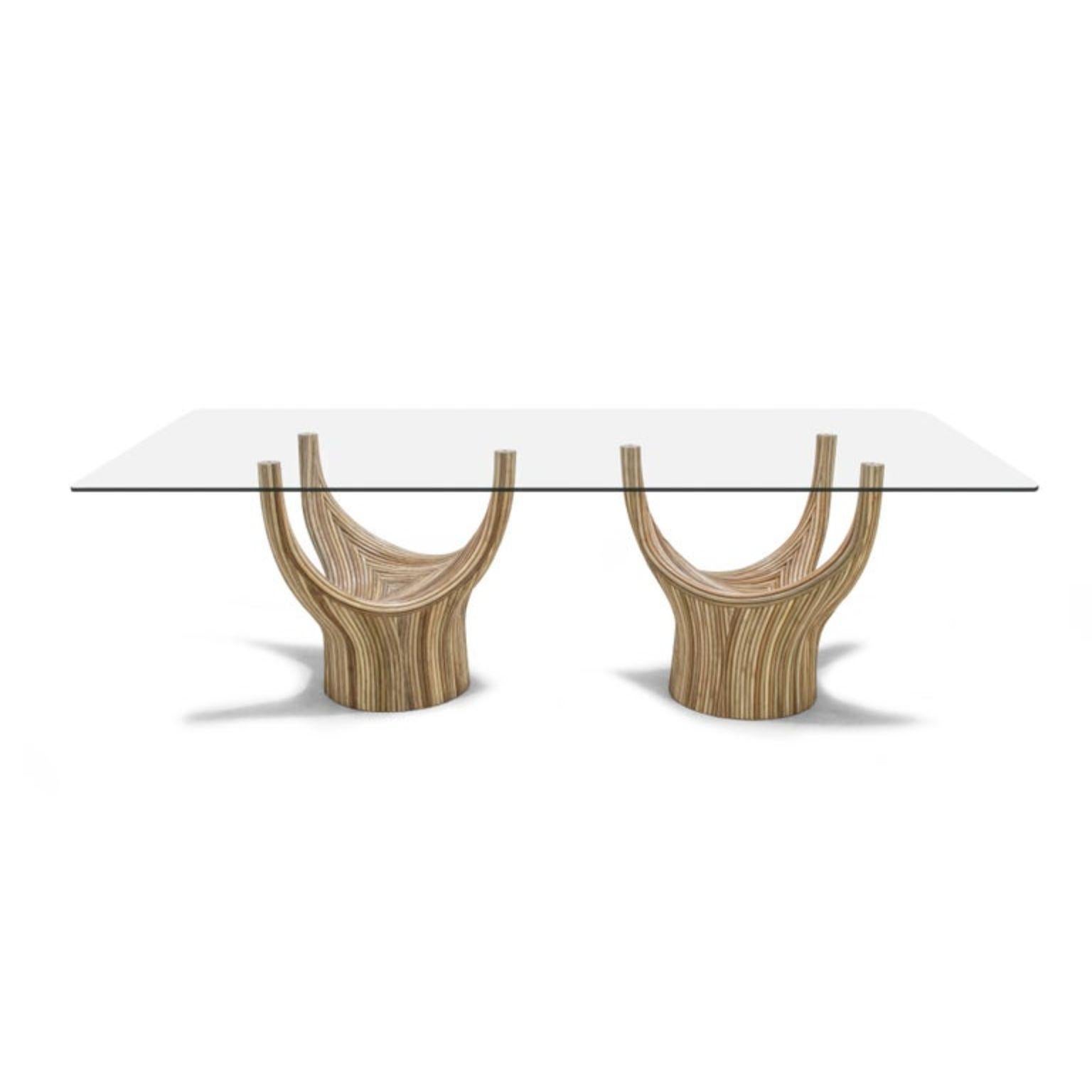 Acacia rectangular dining table, Kenneth Cobonpue
Materials: Rattan, steel
Dimensions: D 120 x W 240 x H 74 cm

Kenneth Cobonpue is a multi-awarded furniture designer and manufacturer from Cebu, Philippines. His passage to design began in 1987,