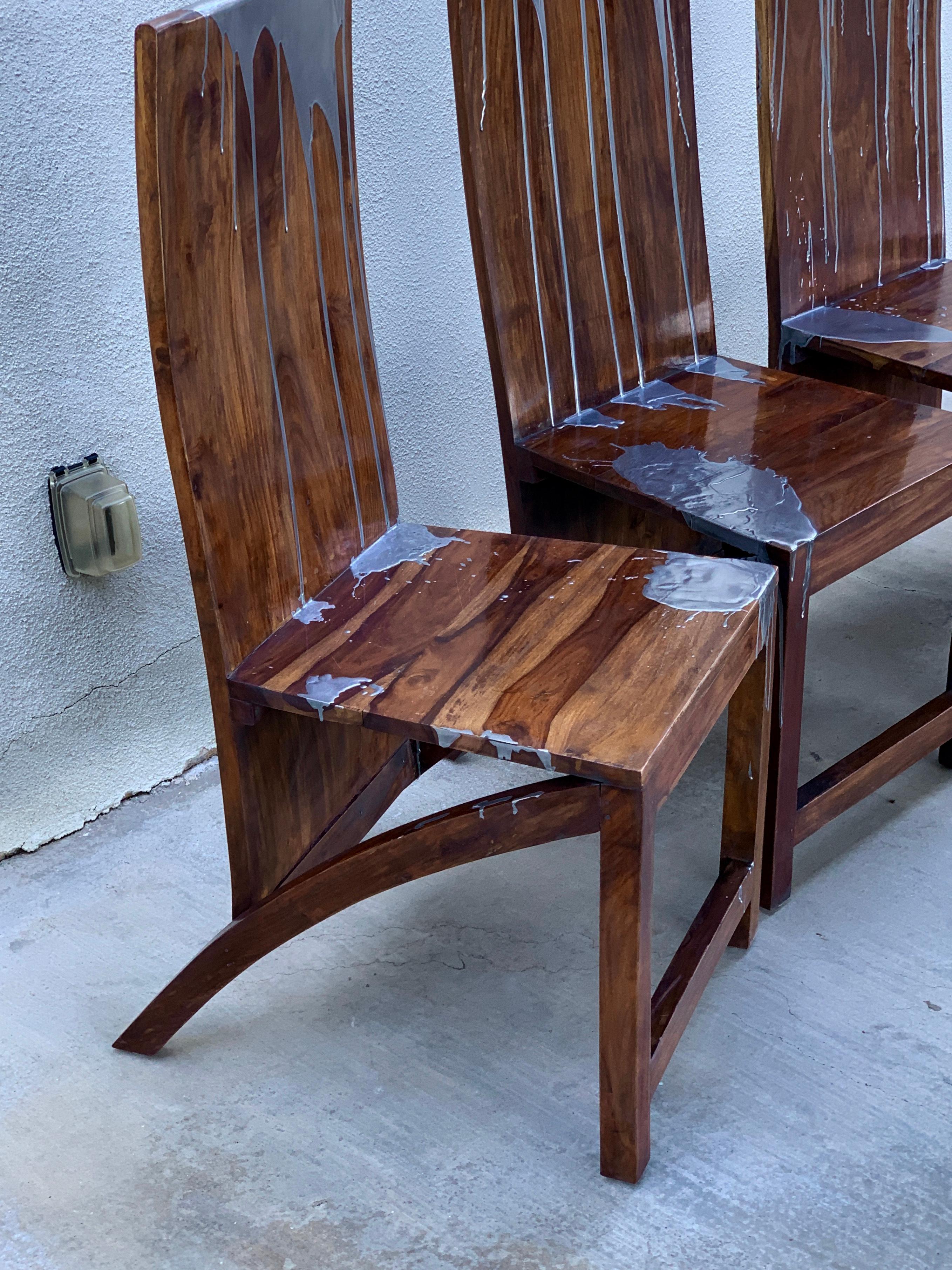 Metal Acacia Wood Chairs For Sale