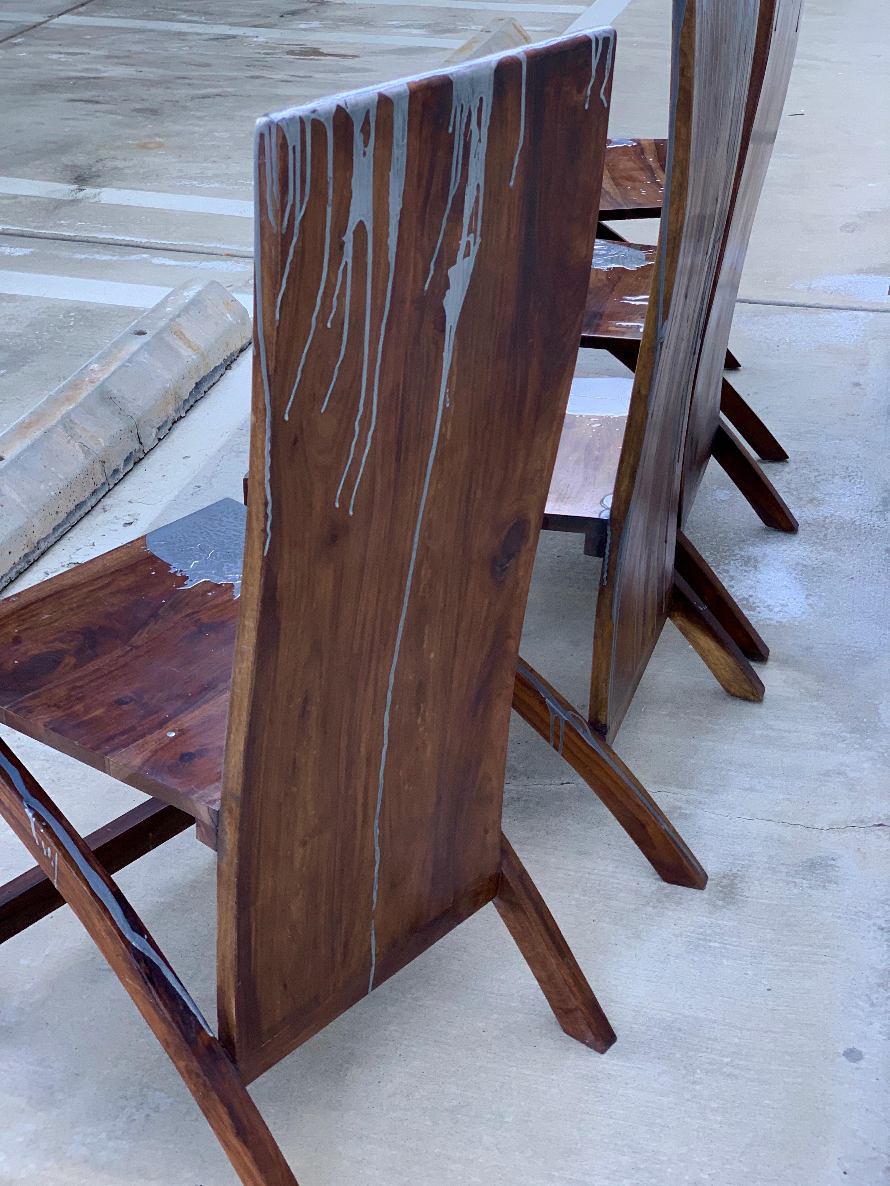 Acacia Wood Chairs In Good Condition For Sale In Palm Springs, CA