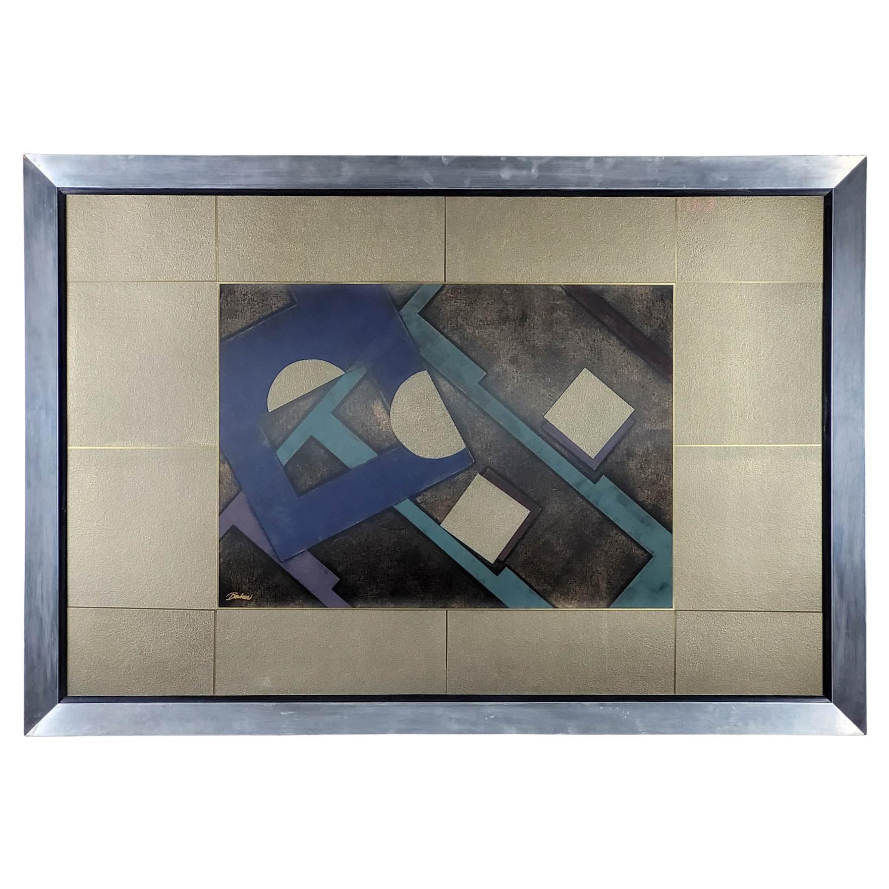 "Academia II" von Badini - Gerahmte abstrakte Mischtechnik, Ende des 20. im Angebot