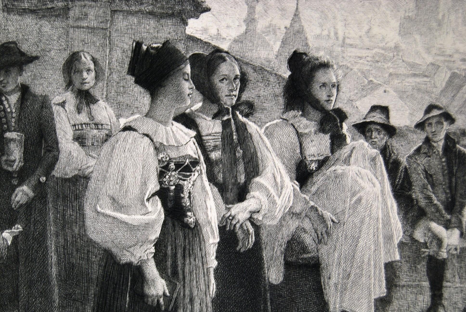 Rare and beautiful etching on wove paper with a watermark, BFK Rives, signed, titled, and published by the Société Française des Amis des Arts around 1900.
Title
