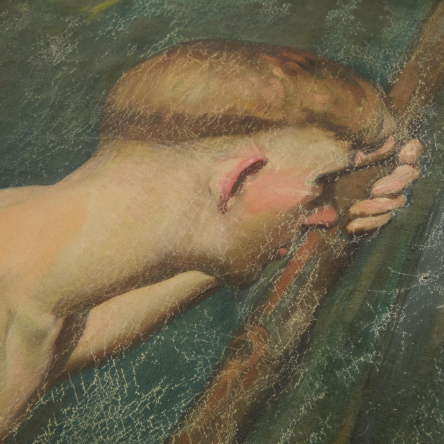 Early 20th Century Academic Painting of a Youth For Sale