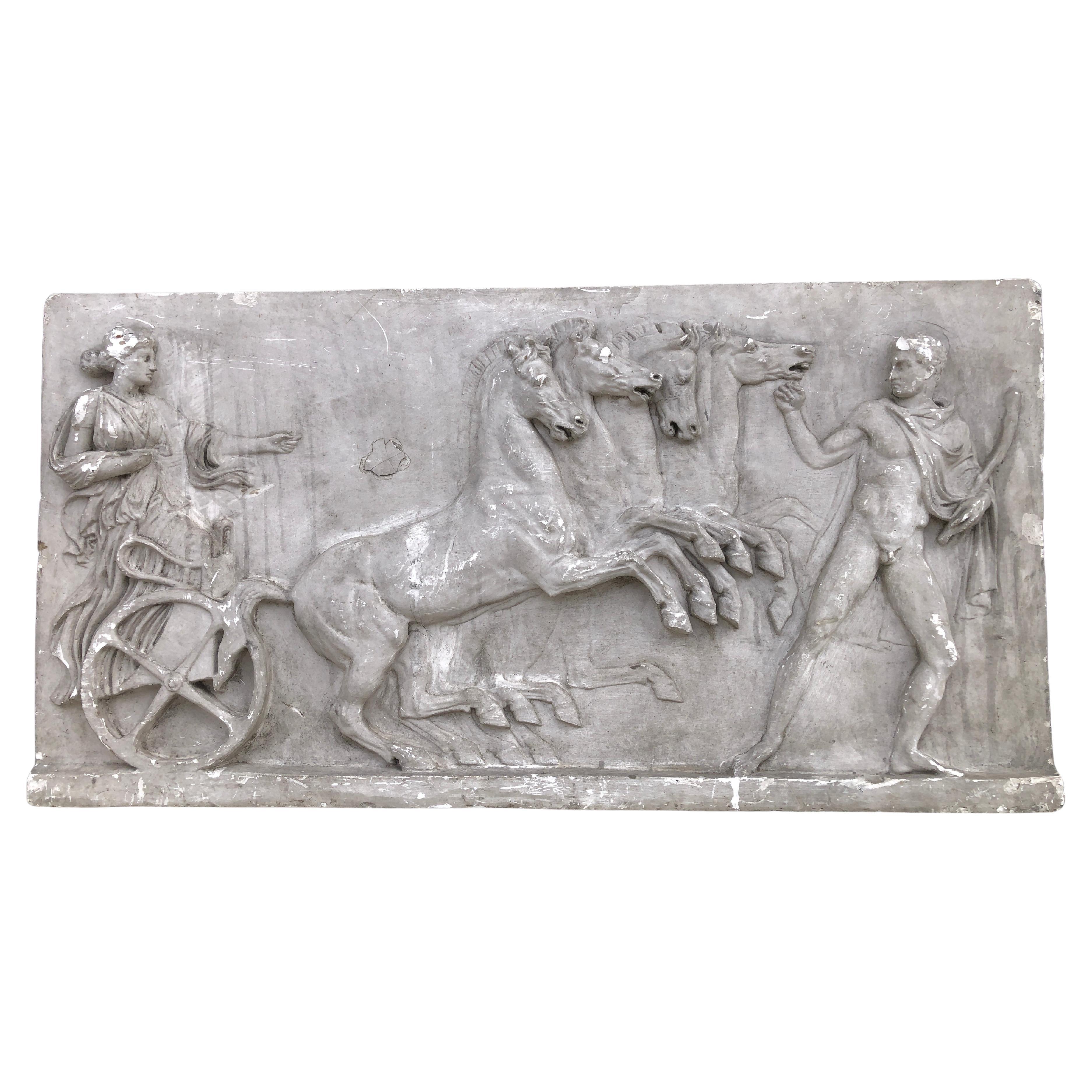 Academic plaster bas-reliëf representing «Eos driving his chariot» For Sale