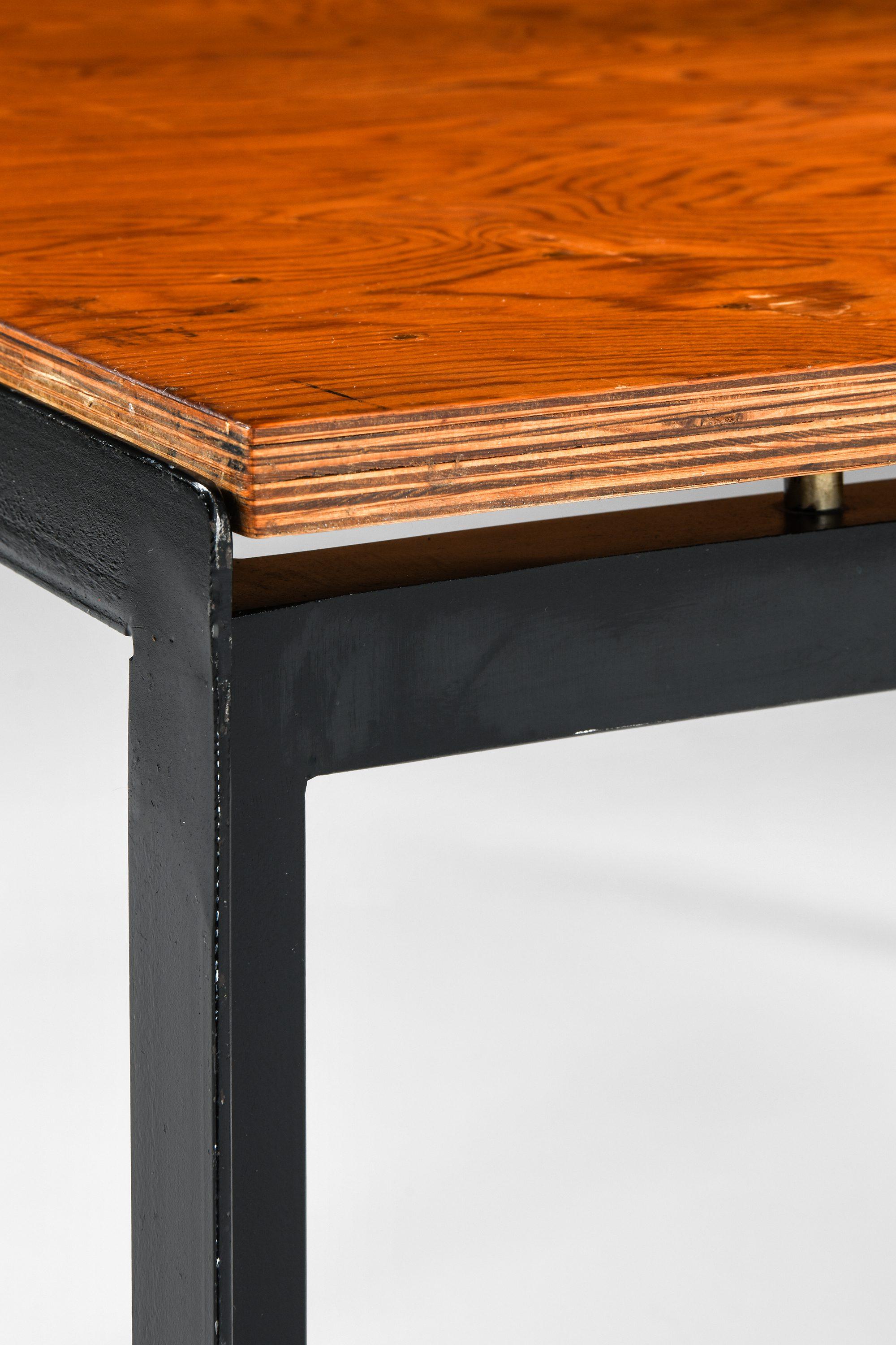 20th Century Academy Table in Black Lacquered Steel and Pine by Poul Kjærholm, 1950's For Sale