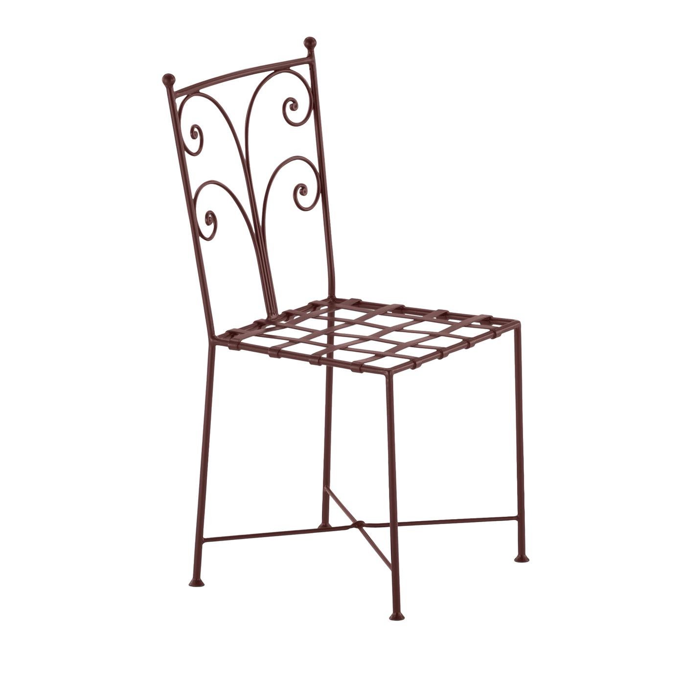 Italian Acanta Wrought Iron Brown Outdoor Chair by Dante Negro For Sale