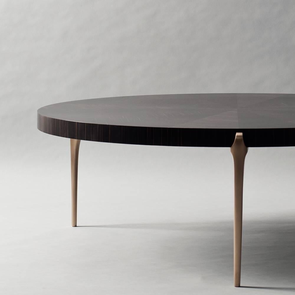 Modern Acantha Coffee Table by DeMuro Das in Swiss Ebony and Satin Bronze For Sale