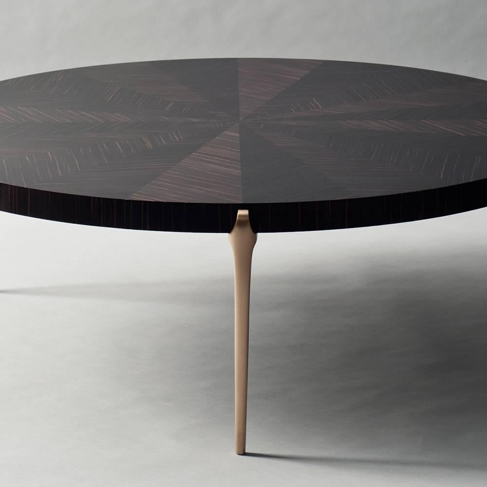 Indian Acantha Coffee Table by DeMuro Das in Swiss Ebony and Satin Bronze For Sale