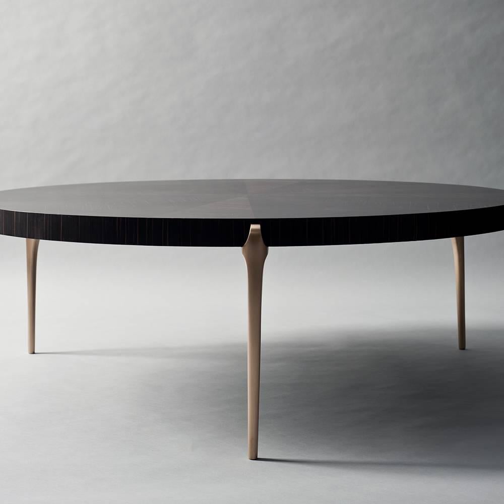 Cast Acantha Coffee Table by DeMuro Das in Swiss Ebony and Satin Bronze For Sale