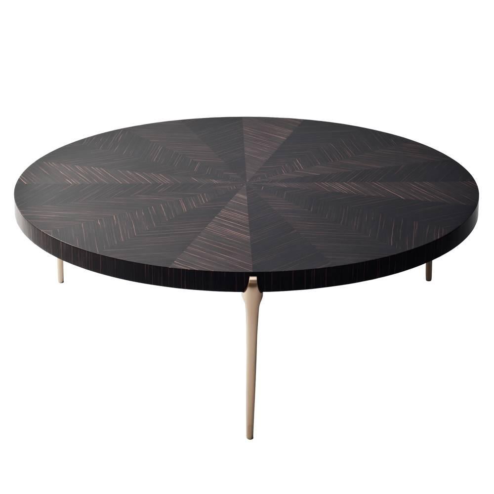 Acantha Coffee Table by DeMuro Das in Swiss Ebony and Satin Bronze For Sale