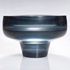 Acanthe, a Unique Steel Blue Glass Art Work and Centrepiece by Paul Stopler