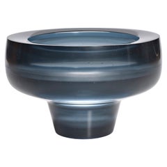 Acanthe, a Unique Steel Blue Glass Art Work and Centrepiece by Paul Stopler