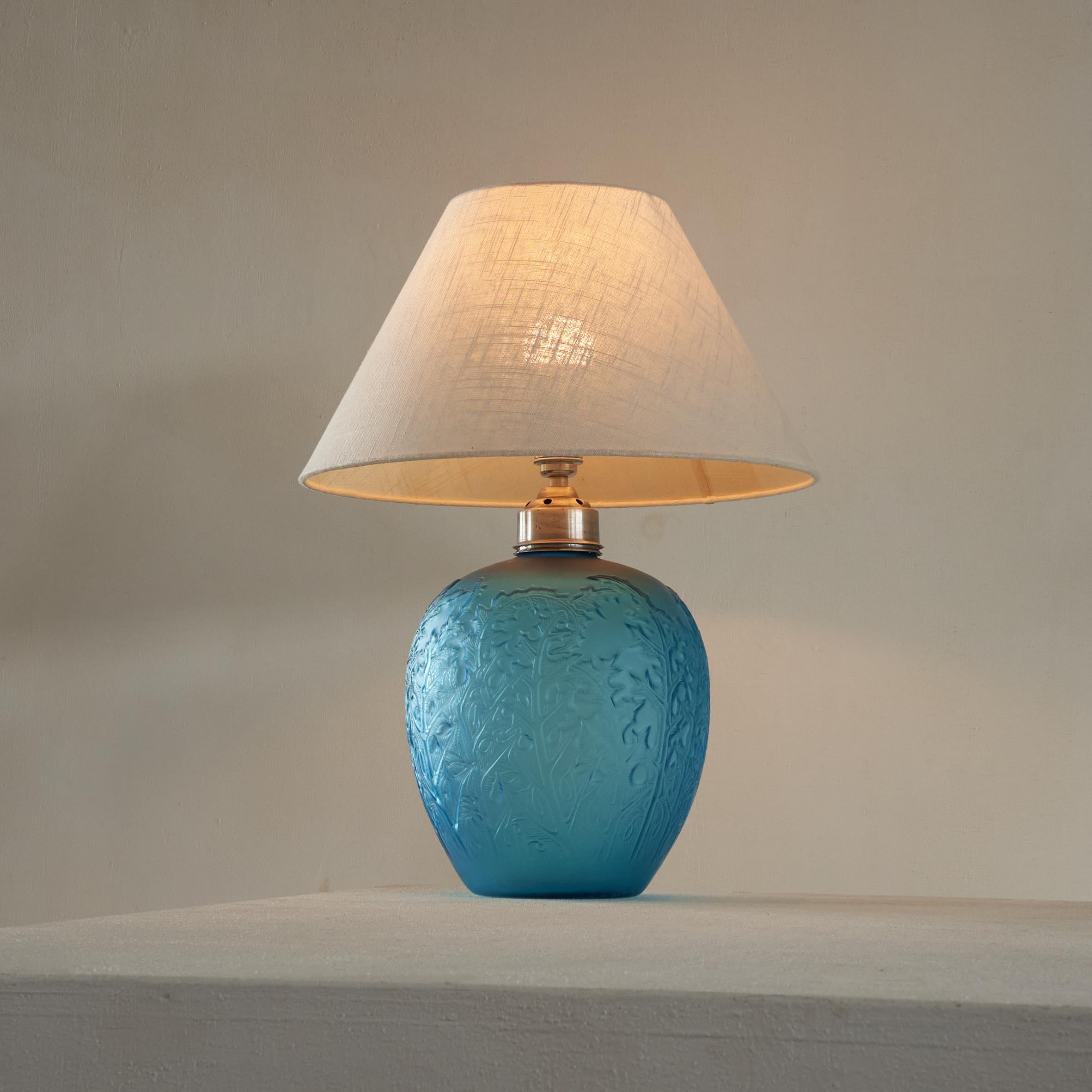 'Acanthes' Table Lamp after René Lalique by Consolidated Glass Company 1930s For Sale 1