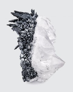 Akanthit auf Quarz aus der Chispas-Mine, Arizpe, Gemeinde Arizpe, Sonora, Mexiko