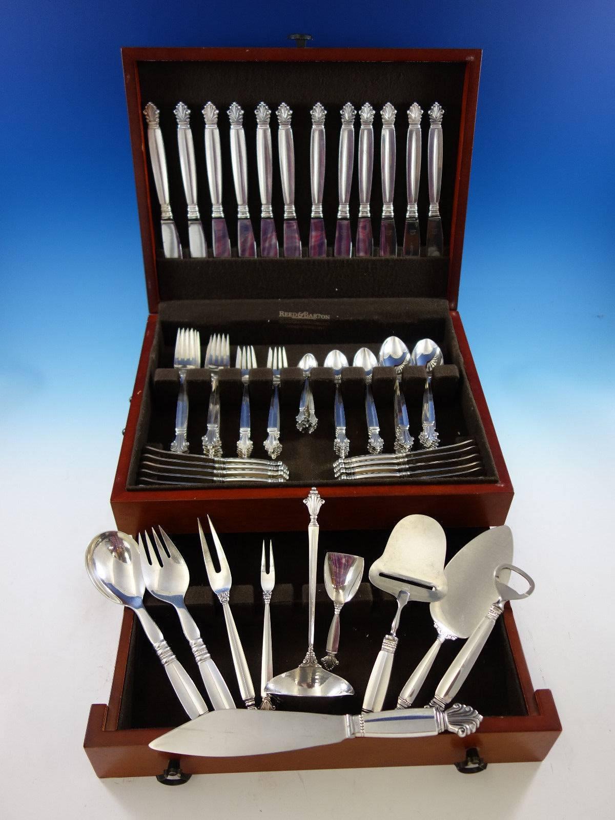Acanthus by Georg Jensen sterling silver dinner size flatware set - 94 pieces. This set includes:

12 dinner knives, long handle, 9
