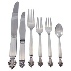 Acanthus by Georg Jensen Sterling Silver Flatware Set 48 Pieces Dinner and Lunch