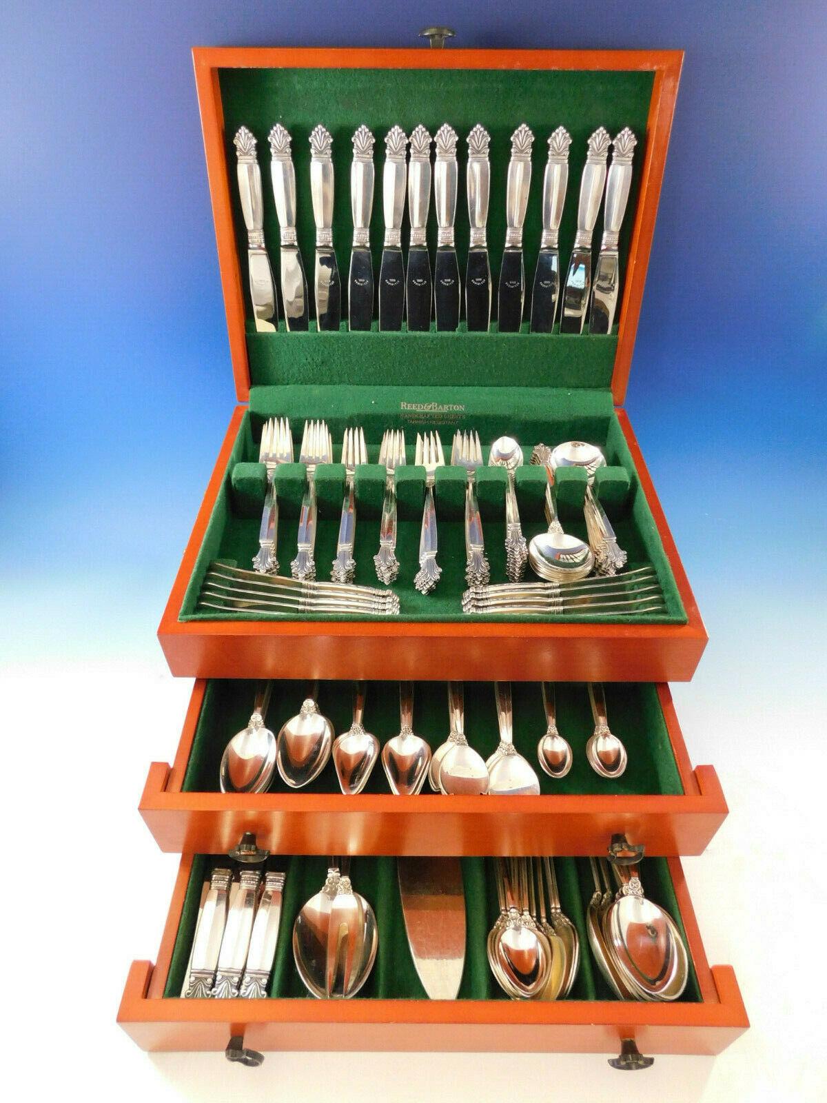 Acanthus by Georg Jensen Wendell Sterling Silver Flatware Set 12 Service 171 Pcs In Excellent Condition For Sale In Big Bend, WI
