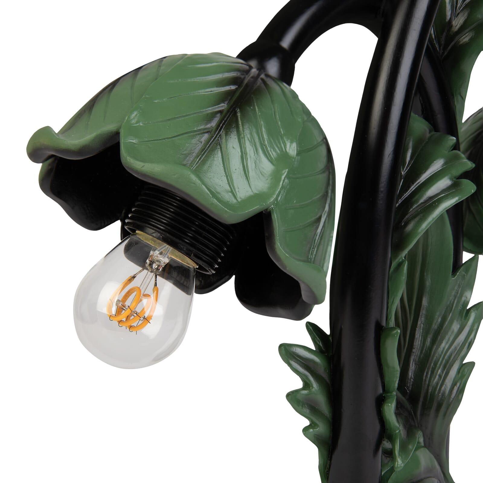 The symbol of enduring life and fine art, the acanthus flower gives its name to our Art Nouveau inspired lamp. Entwined with verdant leaves, this black and green piece brings the beauty of nature into the home.
