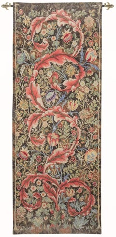 Acanthus Leaf - Burgundy Loom Woven Tapestry - 6'1" x 2'4"
