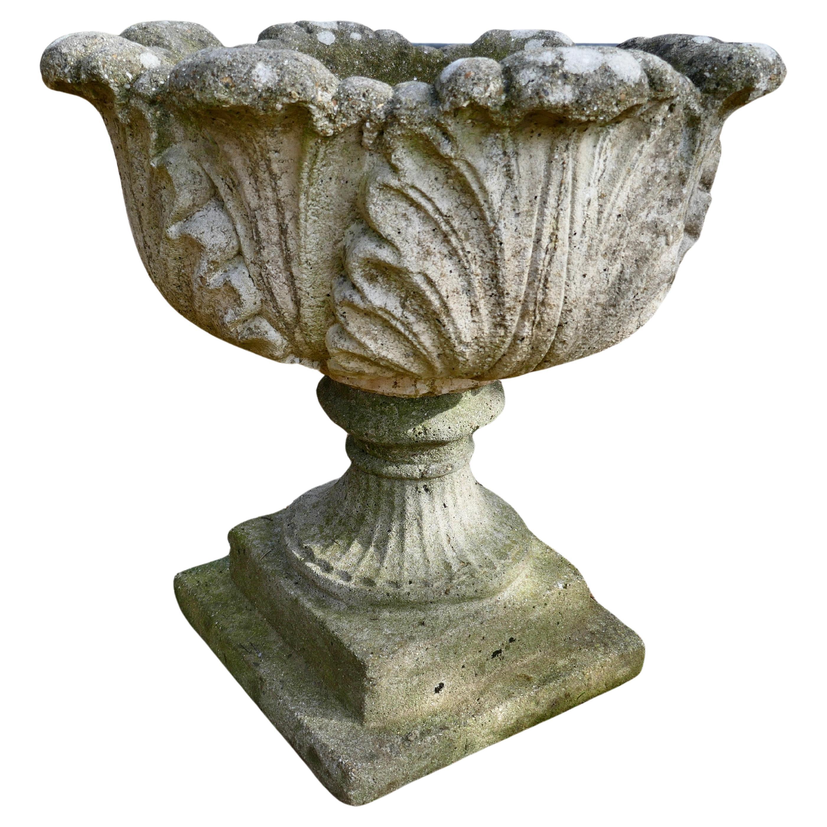 Acanthus Leaf Weathered Garden Planter For Sale