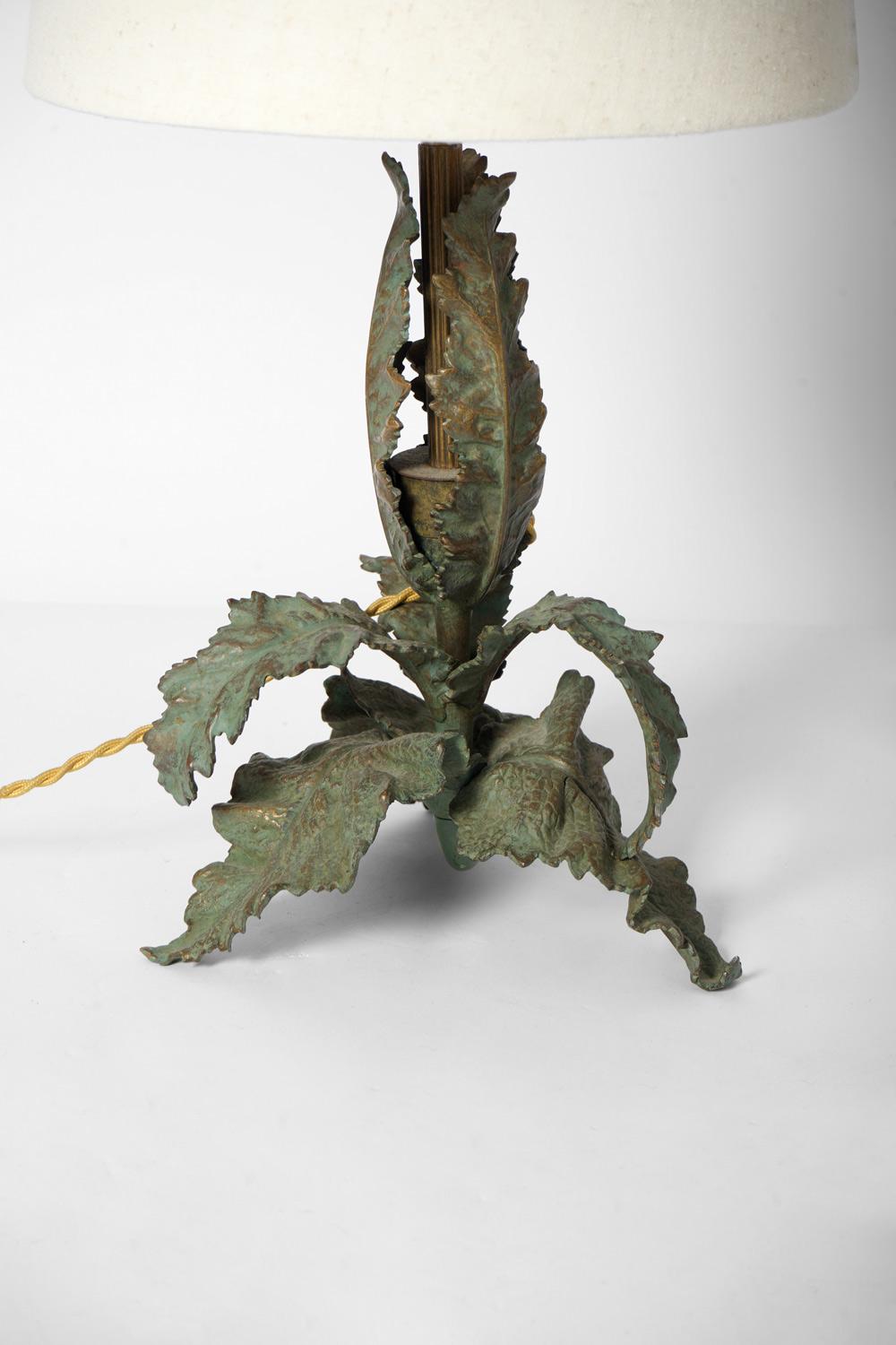Space Age Acanthus leaves bronze lamp, 1970s. For Sale