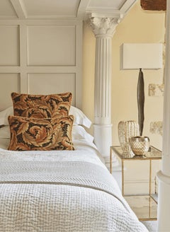 Acanthus & Lily Autumn Cushion with Gold Rope Cord with Feather Filler - (18"x18