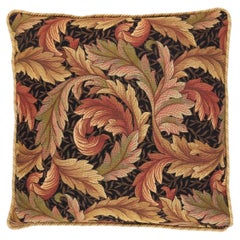 Acanthus & Lily Autumn Cushion with Gold Rope Cord with Feather Filler - (18"x18