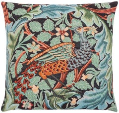 Acanthus & Peacock Tapestry Cushion with Feather Filler  (18"x18")