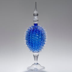 Acanthus Veronese in Blue, a Clear & Blue Glass Jar by James Lethbridge