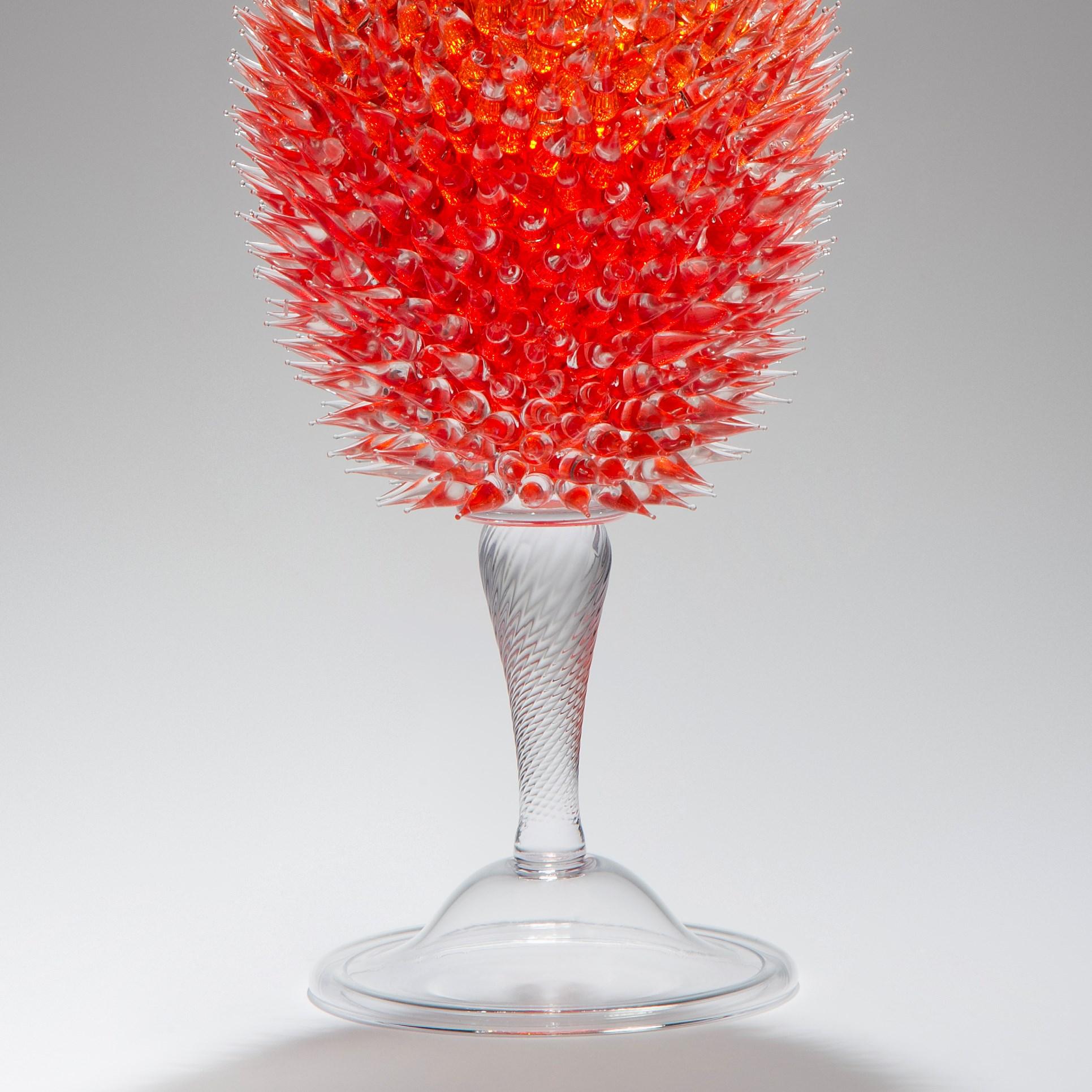 Organic Modern Acanthus Veronese in Orange, a Spiky Textured Glass Jar by James Lethbridge For Sale
