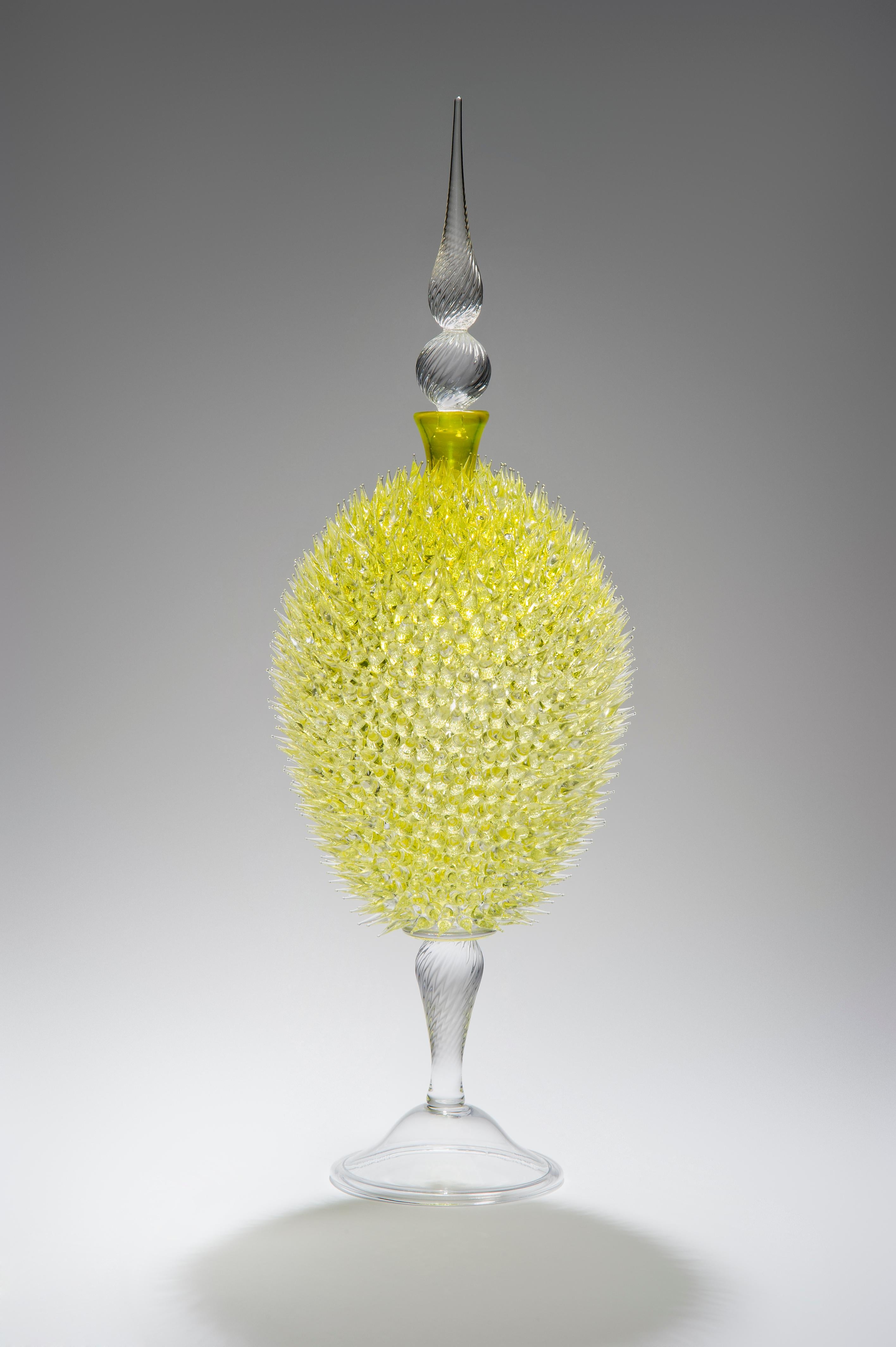 Contemporary Acanthus Veronese in Yellow, a clear & yellow glass jar by James Lethbridge For Sale