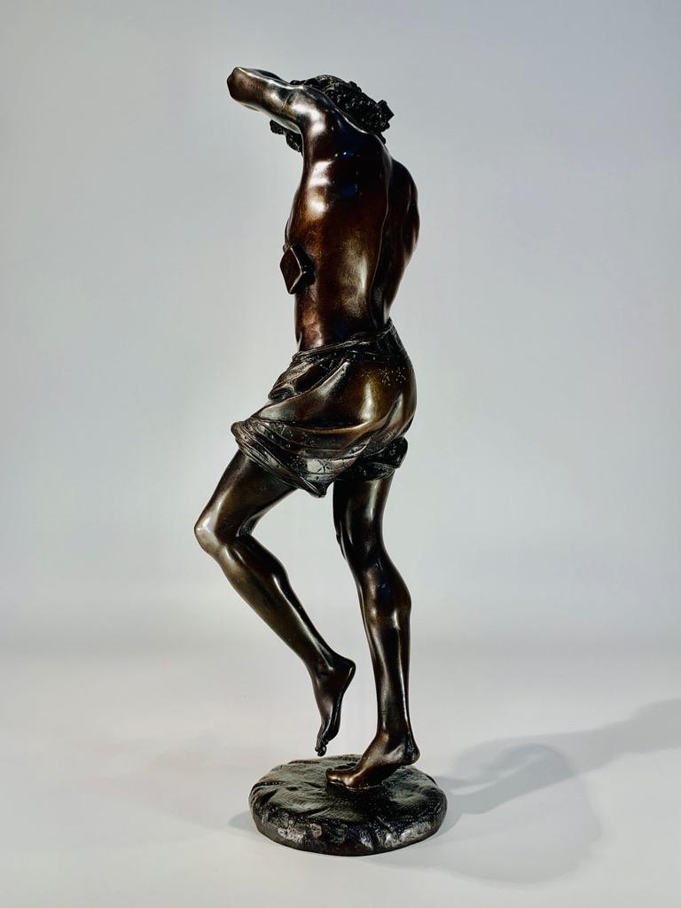 Bronze A.Carrier French bronze 19th Neapolitan musician playing a tambourine. For Sale