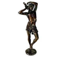 A.Carrier French bronze 19th Neapolitan musician playing a tambourine.