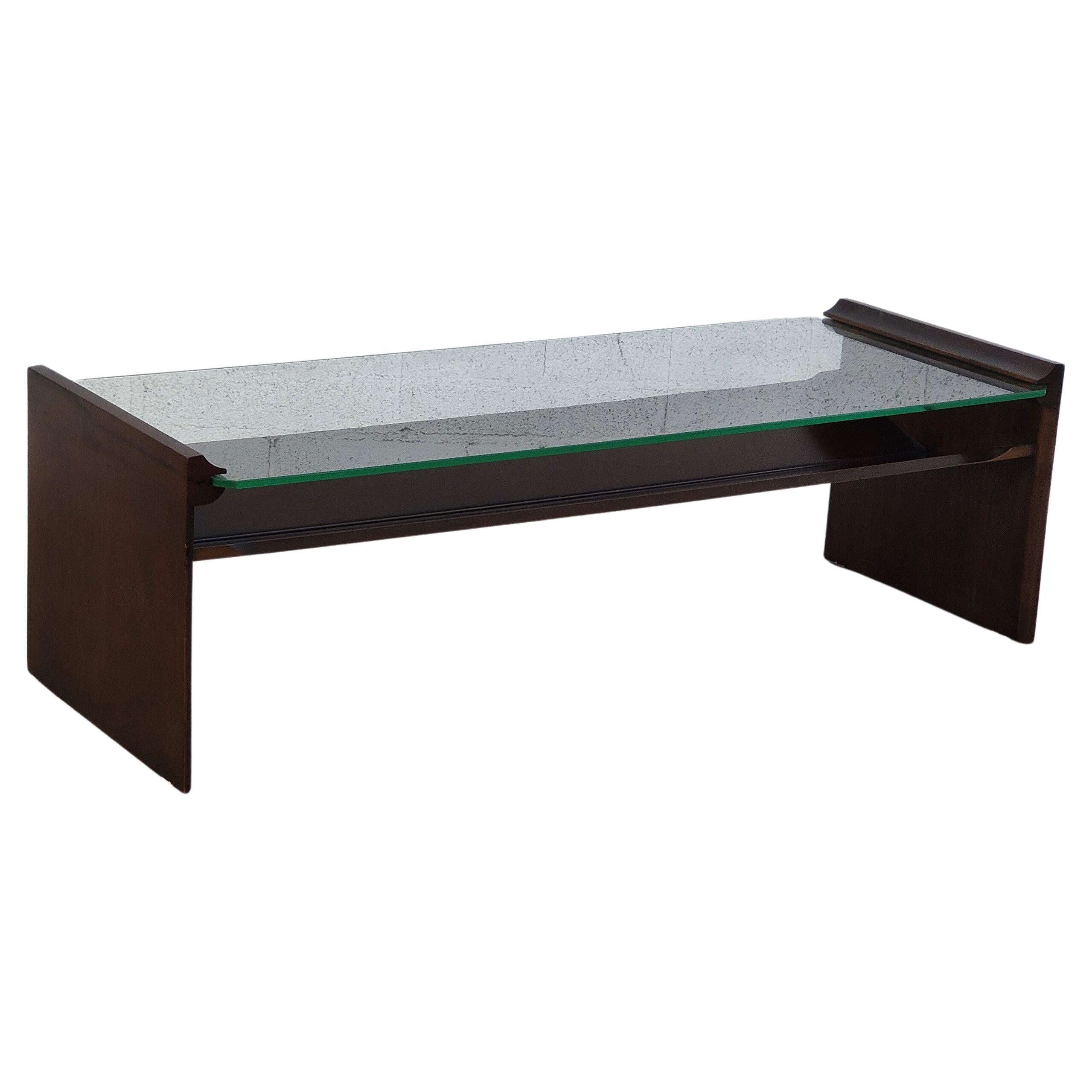 "Acca" wood and Glass Coffee Table by Kazuhide Takahama for Gavina 60s For Sale