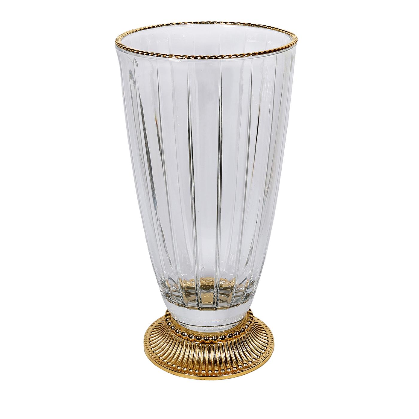Contemporary Accademia Glass Vase with 24K Golda by Creart For Sale