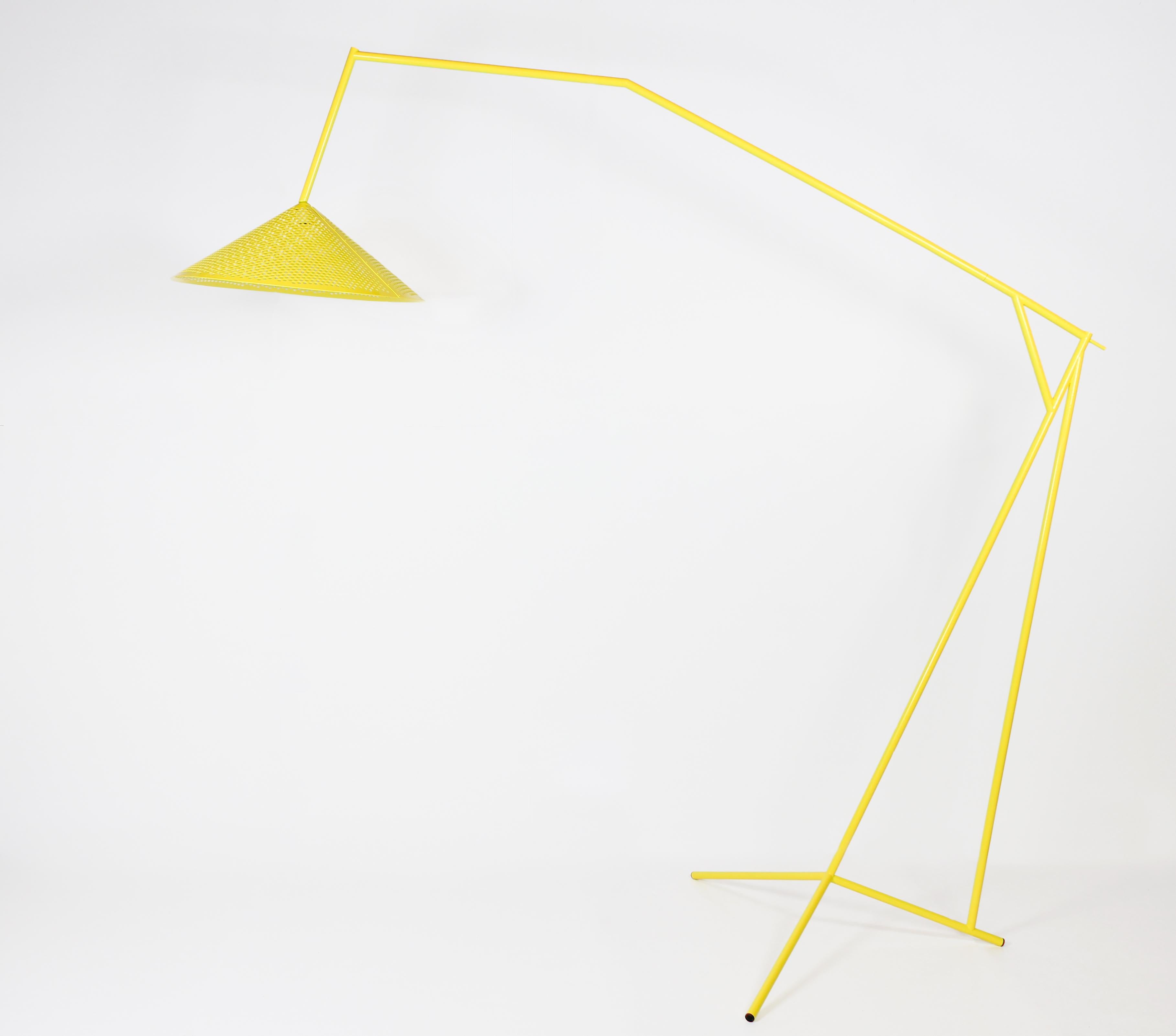 Accaio Stage 2 Floor Lamp by Max Lipsey
Dimensions: D 270 x W 112 x H 262 cm.
Materials: Powder-coated steel, alu, and leather.

All our lamps can be wired according to each country. If sold to the USA it will be wired for the USA for instance.