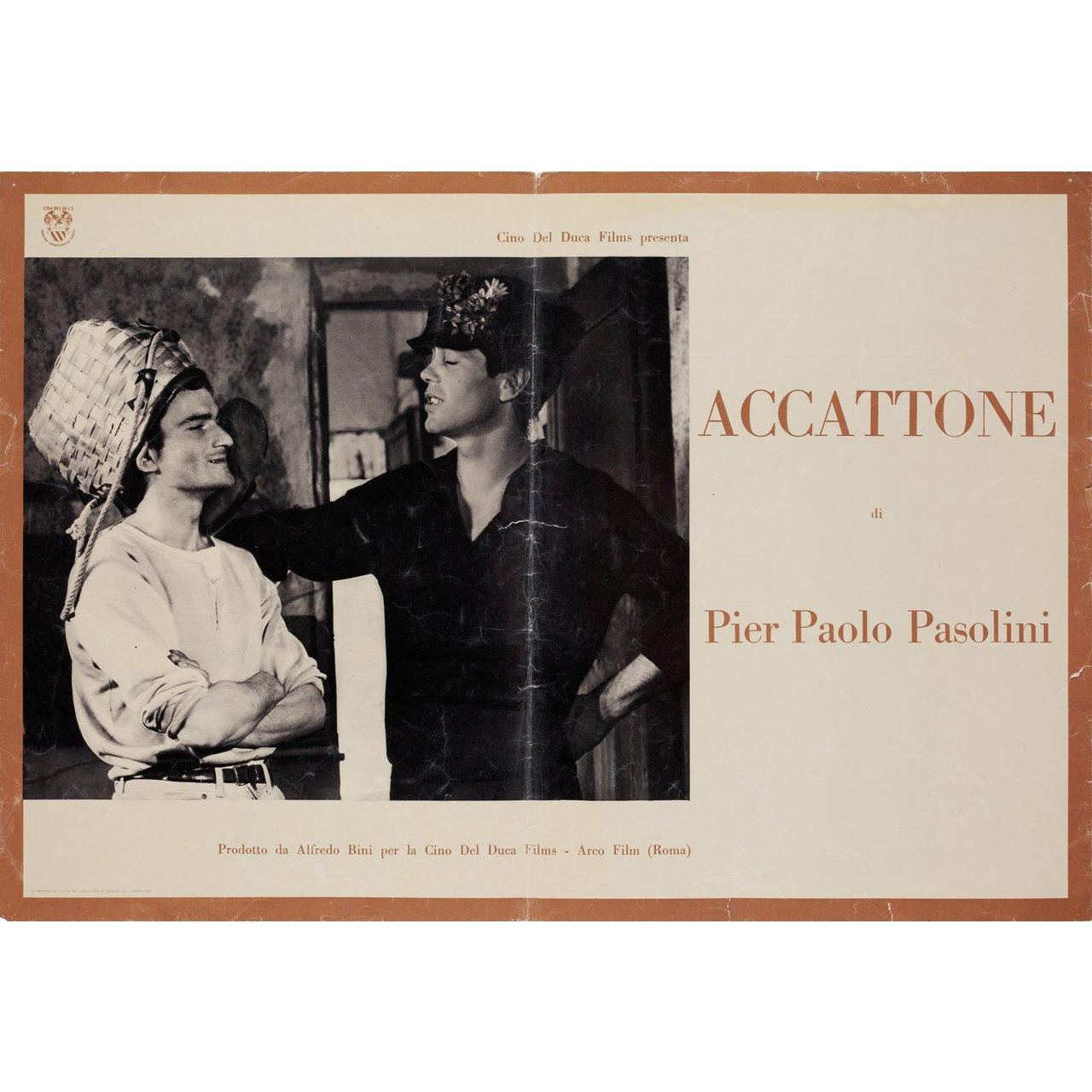 Original 1961 Italian fotobusta poster for the film Accattone directed by Pier Paolo Pasolini with Franco Citti / Franca Pasut / Silvana Corsini / Paola Guidi. Good-Very Good condition, folded with edge & fold wear. Many original posters were issued