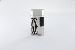 Accendino Cartier decoro logotype lacca nera finiture palladio