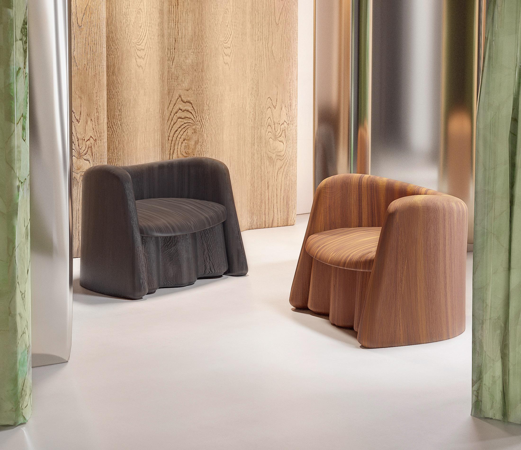 Bois Fauteuil d'appoint Plisse de collection en bois massif par Alter Ego Studio en vente