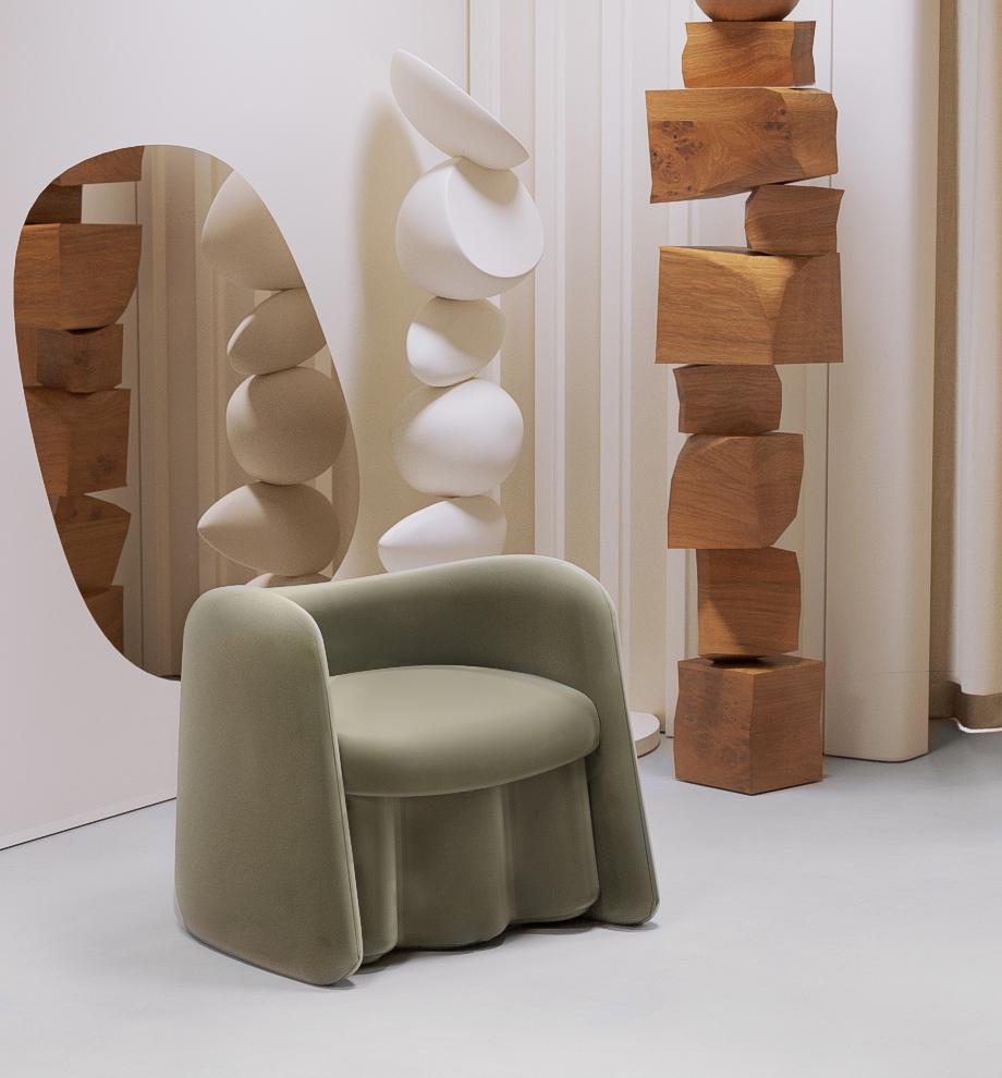 Fauteuil d'appoint Plisse de collection en bois massif par Alter Ego Studio en vente 1