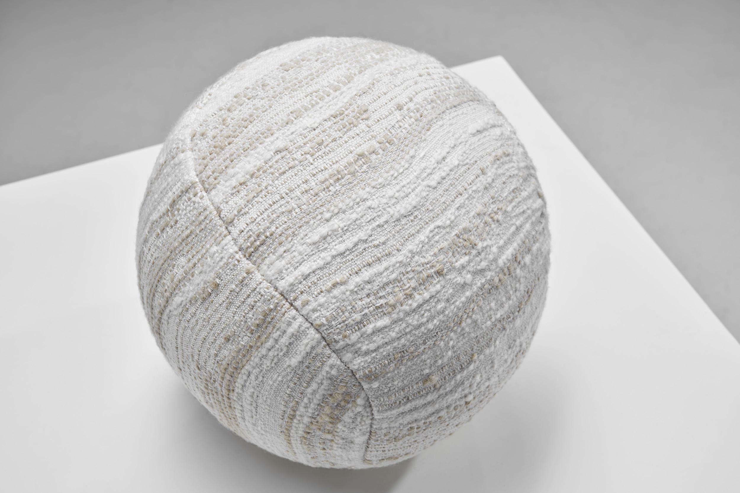 Dutch Accent Ball Pillow in a Striped Fabric For Sale