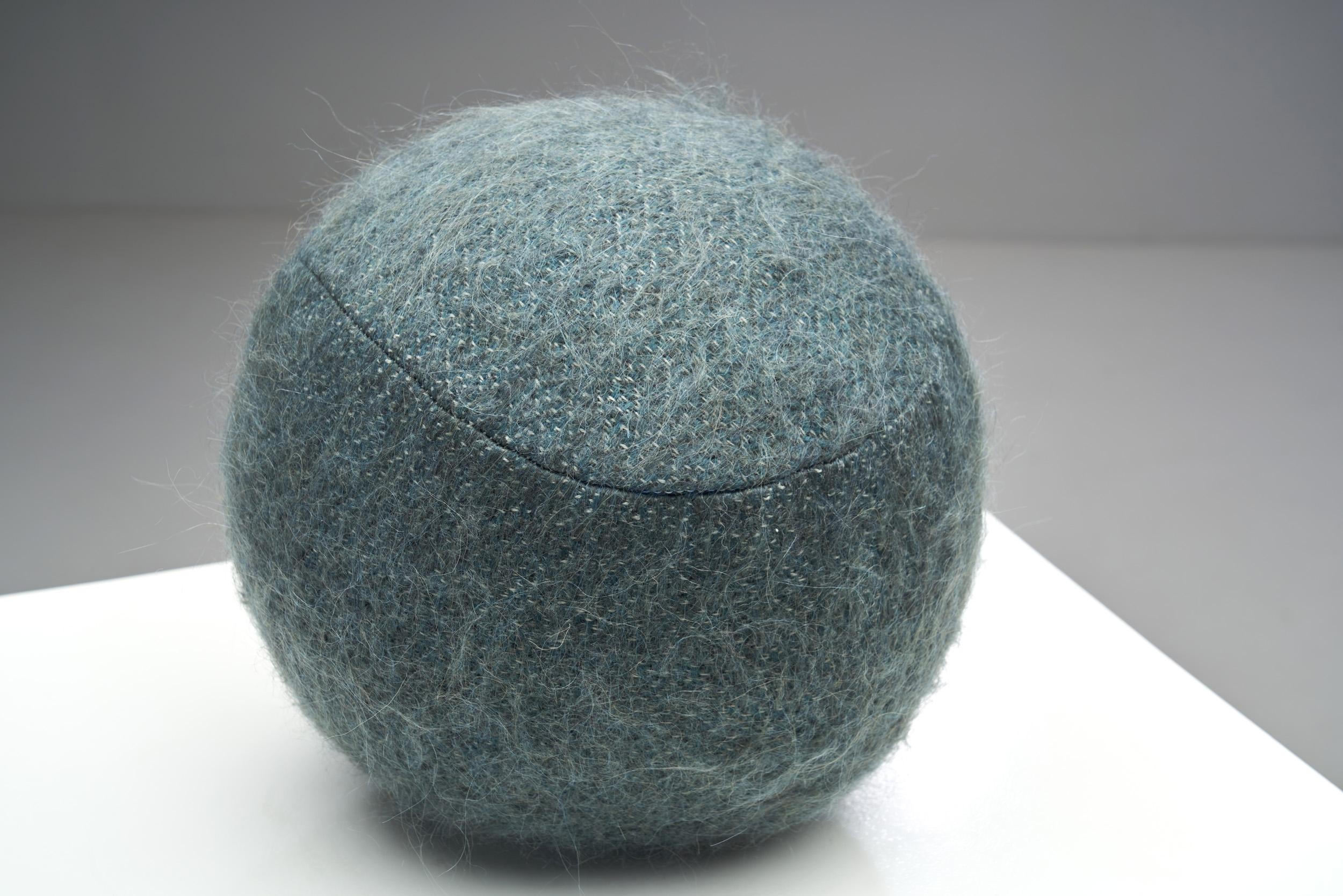 Accent Ball Pillow in Bluish-Grey Fabric For Sale 1