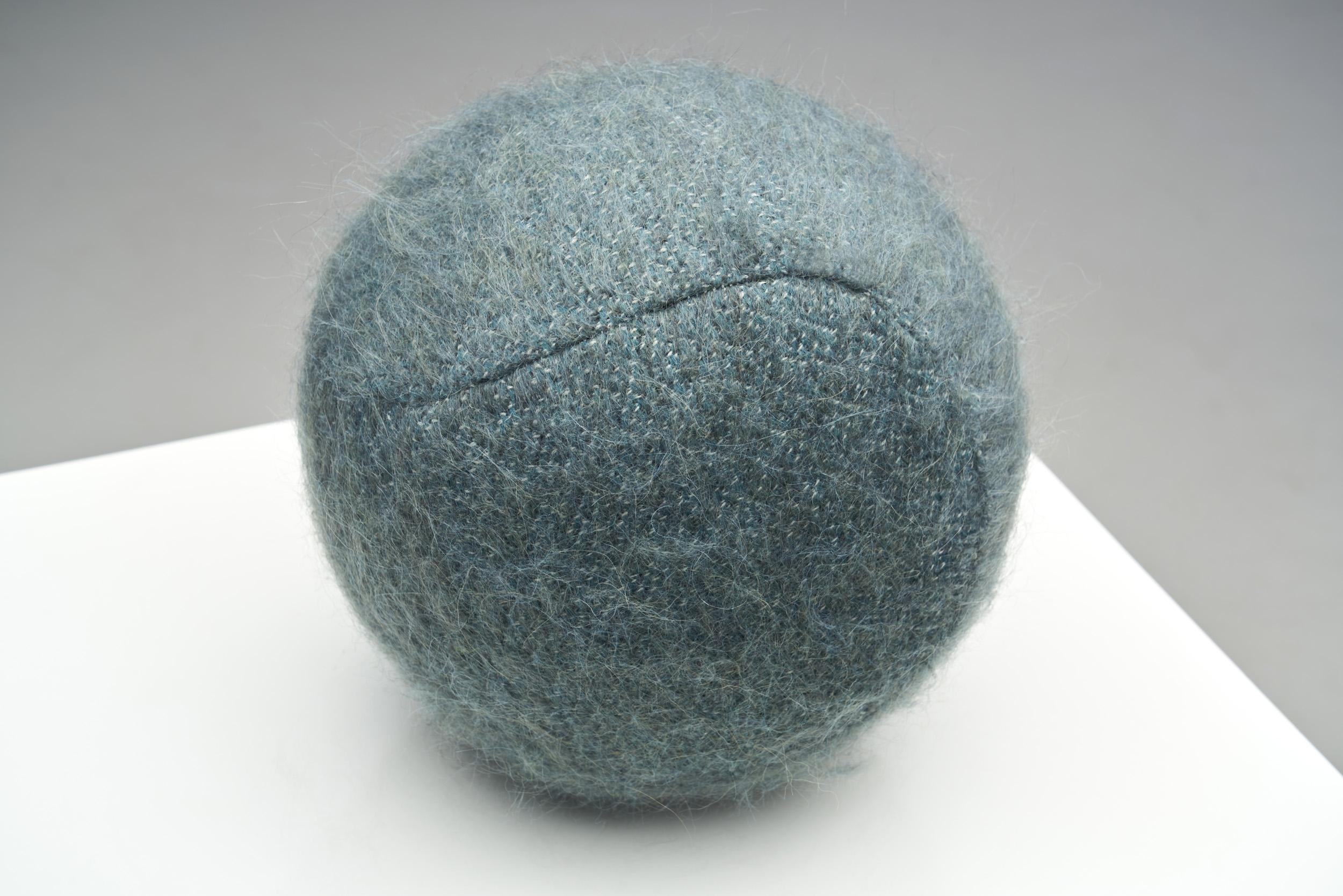 Accent Ball Pillow in Bluish-Grey Fabric For Sale 2