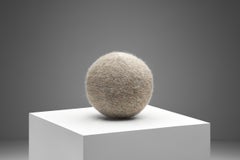 Accent Ball Pillow in Light-Brown Fabric