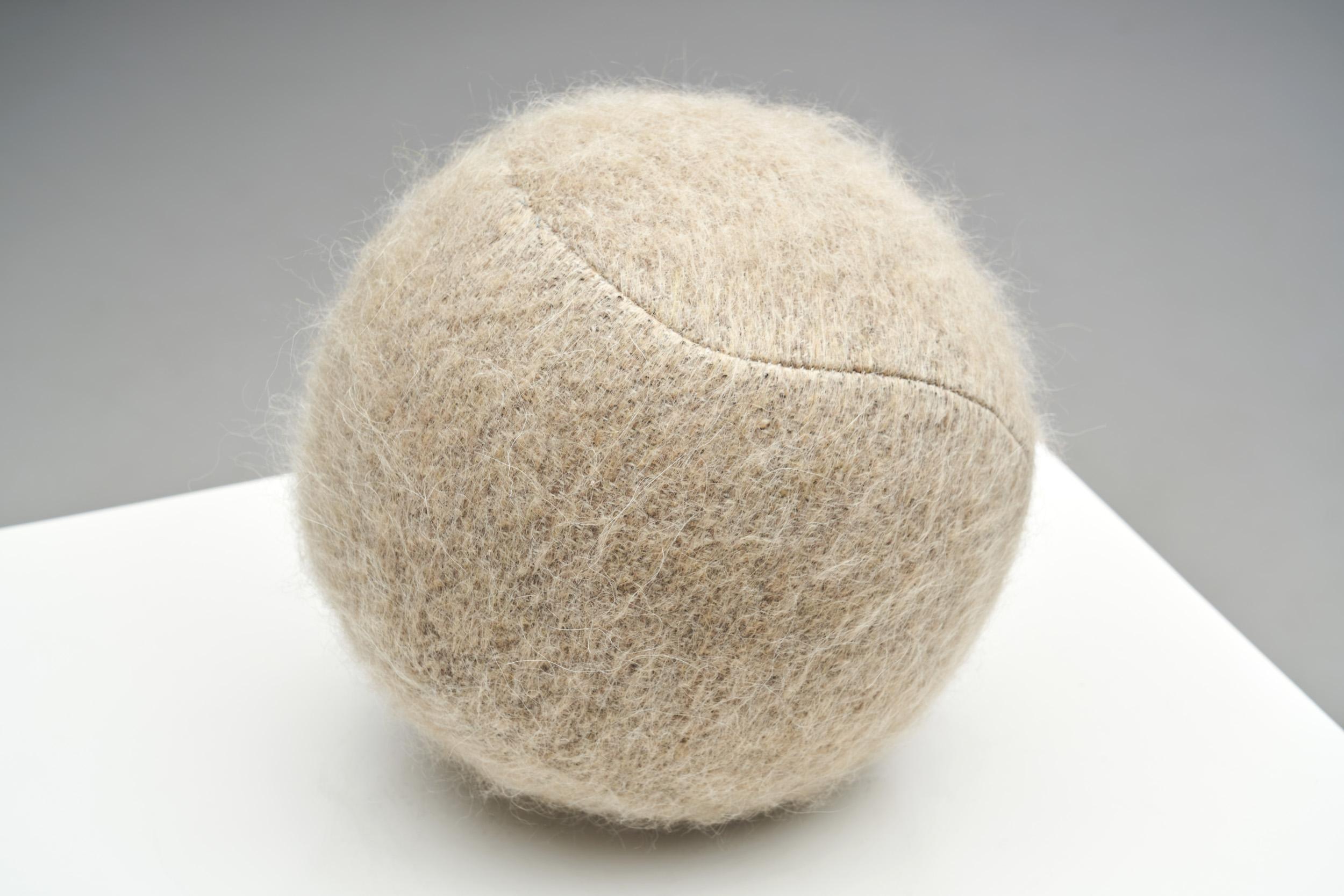 Contemporary Accent Ball Pillow in Sand Coloured Fabric For Sale